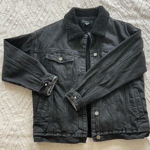 Forever 21 Black Sherpa Lined Denim Jacket